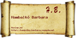 Hambalkó Barbara névjegykártya